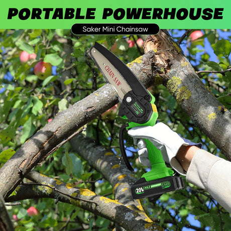 Saker Mini Chainsaw|6 Inch Chainsaw[2025 Upgraded]|Mini Cordless Electric Chain Saw|Small Handheld Portable Chainsaw Battery Powered Chain Saw for Tree Trimmer and Garden,Father's Day Gift for Men Dad Saker