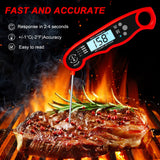 Meat Thermometer Digital for Cooking and Grilling, Collapsible Probe, with Magnet, Calibration, Backlight Waterproof Food Thermometer, Instant Read Thermometer for Kitchen, Meat, Steak, Turkey YPNZXQDX