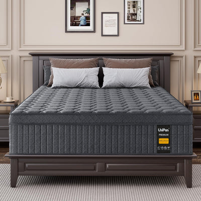 UniPon King Size Mattress, 14 inch Hybrid Mattress with Extra Back and Lumbar Hip Support, Fiberglass Free, 365 Nights Trial & Forever Warranty, Motion Isolation, Enhenced Edge Support, Extra Firm
