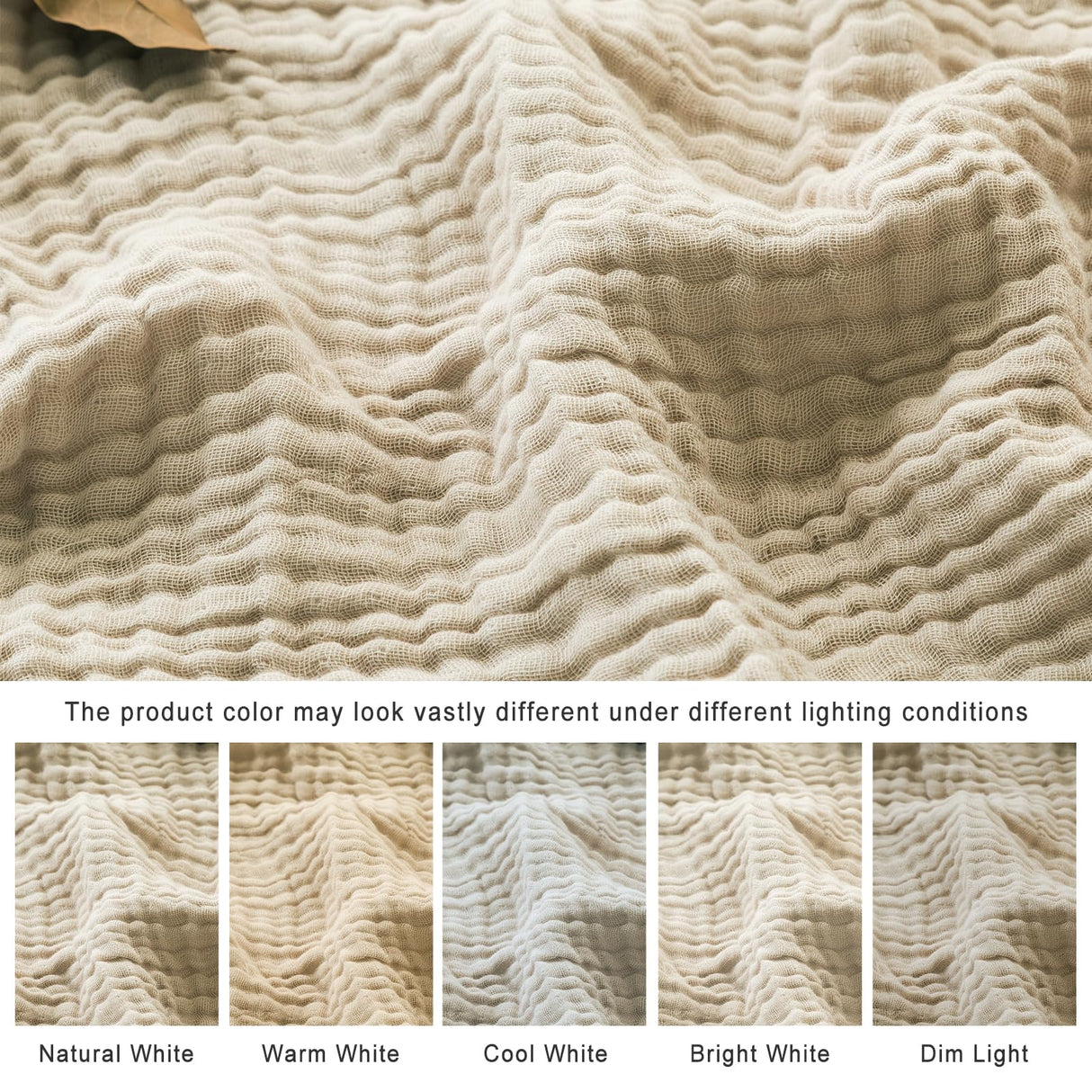 EMME Cotton Throw Blanket Large 50"x70" Gifts for Women 100% Muslin for Couch Breathable Gauze All Season Light Tan Soft and Lightweight Pre-Washed EMME