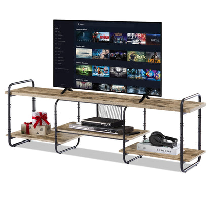 VECELO TV Stands for 75 Inch,Entertainment Center/Media Console Table with Adjustable Storage Shelves for Living Room/Bedroom,Grey