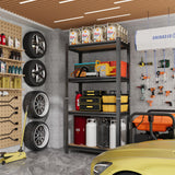 ErgoNova 4 Tier Garage Shelving Wood Storage Shelves 4000 lb Load Capacity Adjustabl Shelf Units 45.6" H*23.6" W*11.8" D Metal Shelving Suitable for Basement Warehouse Pantry,Black ErgoNova