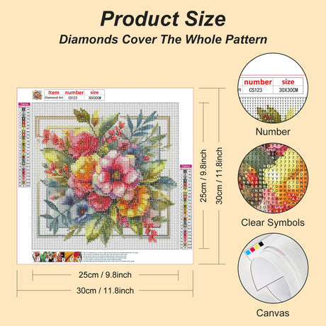 Acudotr Diamond Painting Kits for Adults, 5D DIY Flower Diamond Art Kits for Beginners, Full Drill Diamond Painting Kits for Home Wall Decor, 12x12 Inch Acudotr