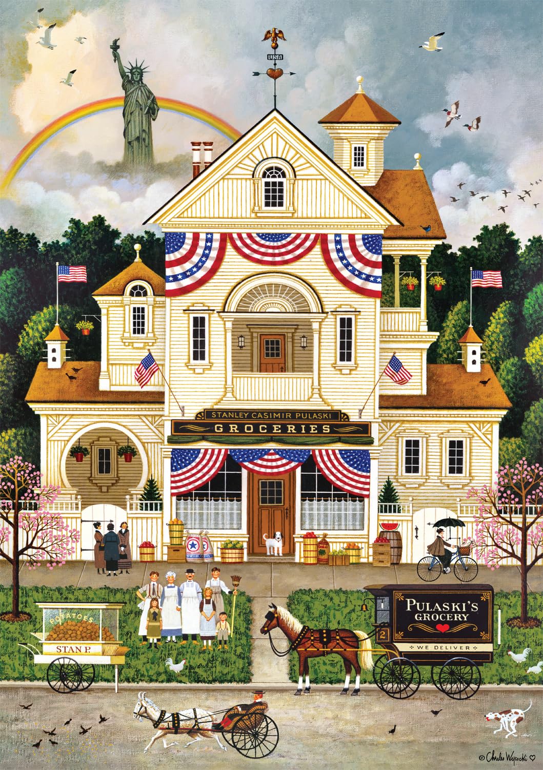 Buffalo Games - Charles Wysocki - Lady Liberty's Independence Day Enterprising - 500 Piece Jigsaw Puzzle for Adults -Challenging Puzzle Perfect for Game Nights Buffalo Games