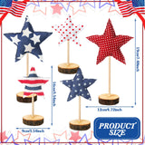 5 Pcs 4th of July Table Centerpiece Standing 3D Star Decor Wood Patriotic Sign Block Fabric Ornaments Rustic Fourth of July Independence Day Crafts for American Festival Party Home Decoration Sintuff