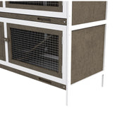 PawHut Wooden Bunny Rabbit Hutch, Small Animal Habitat with Ramp, Removable Tray & Weatherproof Roof, Indoor/Outdoor, Brown PawHut