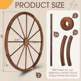 CroBlissful 2 Pcs Wooden Wagon Wheels 30 Inch Removable Decorative Wooden Wheels Old Western Wood Wagon Wheel Hanging Cowboy Party Decorations Wood Wheels for Bar Garage Indoor Outdoor CroBlissful