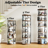 Arbcoler 4 Tier Rotating Bookshelf, 360 ° Display Corner Book Shelf, Stackable Spinning Bookshelf Tower, Narrow Tall Revolving Bookcase, Round Swivel Storage Organizer (Black, 4 Tiers) Arbcoler
