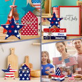 Blulu 5 Pcs Patriotic Table Decor Memorial Day Decorations 4th of July Tiered Tray Decor Wooden Star Sign God Bless America Faux Book Bundle for Independence Labor Day Home Tabletop Bookshelf Blulu