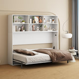 FAVSH Twin Size Flipping Murphy Bed Cabinet with Shelf Storage, Modern Hideaway Beds, Wall Bedframe for Bedroom,Space-Saving, Noise Free, White FAVSH