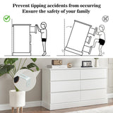 Alaxgumrol White Bedroom Dresser Modern 6 Drawers Dressers Wood Organizer Wide Dresser & Chest of Drawers Storage for Living Room, Entryway, Hallway Alaxgumrol