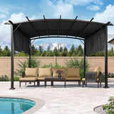 PERFECT GARDEN 12' L x 9' W Outdoor Patio Retractable Canopy Metal Pergola with Adjustable Shade, Metal pergola for Backyards, Gardens, Patios(Grey) PERFECT GARDEN