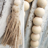 DECORKEY Farmhouse Wood Beads Garland Decor, 2 Pack 58 Inch Wooden Beads for Boho Home Decor with Tassels, Rustic Country Decor for Coffee Table, Wall, Shelf, Tray, Vase, Living Room, Bedroom DECORKEY