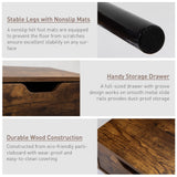 JAXPETY Set of 2 Retro Brown Nightstands with Drawer, Mid-Century Nightstands for Bedroom or Living Room with Solid Wood Legs JAXPETY