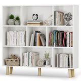 Furniwell 9 Cube Bookcase & Bookshelf, 3 Tier Storage Organizer with Legs, Freestanding Open Frame Book Shelves for Living Room, Office, White Furniwell