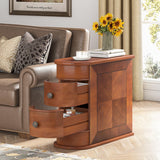 Tribesigns End Table, Sofa Side Table with Storage No Assembly Required, Slim Nightstand with 2 Drawers, Vintage Wood Chairside Bedside Narrow Accent Tables for Living Room Bedroom Couch Office, Brown Tribesigns