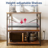 Casaottima Bakers Rack with Power Outlet & LED Lights, Coffee Bar with Storage 5-Tiers, Microwave Stand Kitchen Shelf 16.5 * 31.5 * 59 inches, Kitchen Coffee Rack, Rustic Brown Casaottima