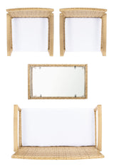 SAFAVIEH Outdoor Collection Bassey Natural/White Cushion 4-Piece Conversation Patio Set PAT7507D Safavieh