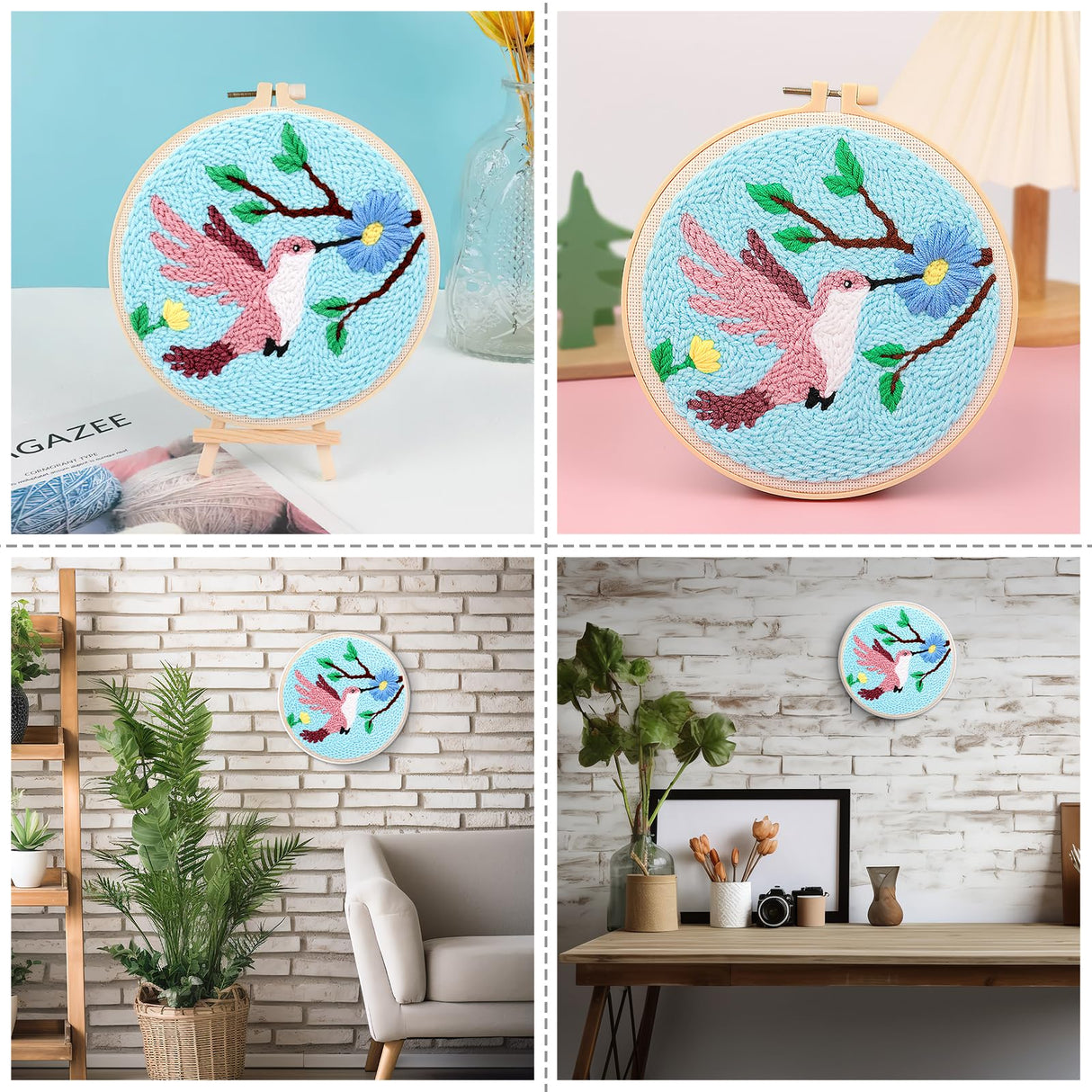 JSRQT Punch Needle Kit for Beginners, Punch Needle Starter Kit for Adult Kids with Bird Pattern, DIY Craft Cross Stitch Rug Beginners Kit, Handmade Punch Needle Embroidery Kit with Tool for Home Decor JSRQT