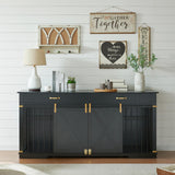 Extra Large Furniture Style Double Dog Crates, 72.5" Farmhouse Wooden Dog Kennel Furniture with Drawers, Divider, Water Resistant & Barn Door for 2 Dogs, Black EDYO LIVING