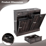 Double Tilt Out Trash Can Cabinet, Kitchen Island with Trash Can Storage, Trashcan Cabinet for Kitchens, Wood Cabinet with Trash Can Pull Out, Dog Proof Trash Can, Tilt Out Laundry Hamper, Brown LOUVIXA