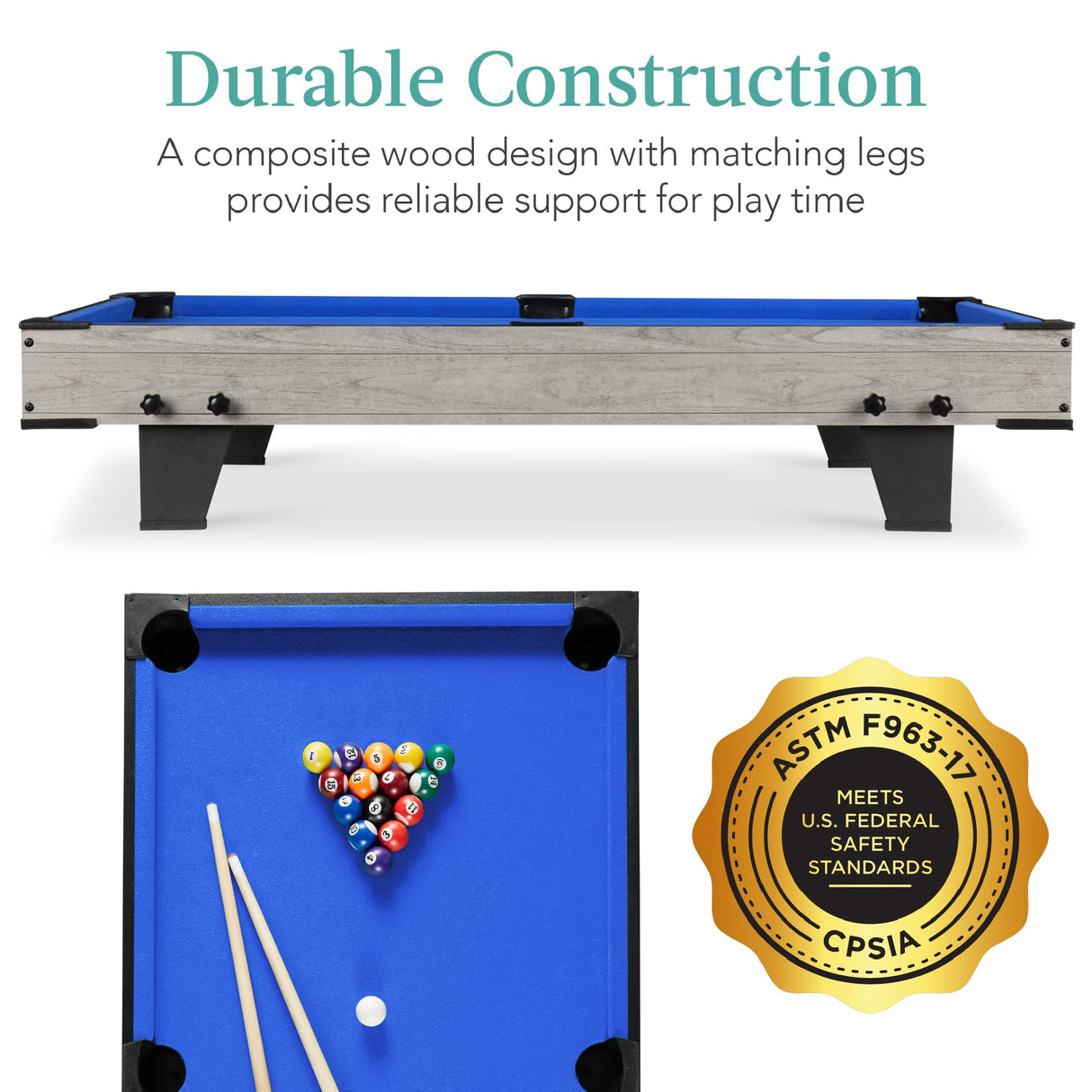 Best Choice Products 40in Tabletop Billiard Table, Pool Arcade Game Table for Living Room, Game Room w/ 2 Cue Sticks, Ball Set, Storage Bag - Gray Best Choice Products