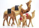 Wooden Camel Figurine, Handmade Olive Wood Nativity Camel with Embroidery Saddle Carved in the Holy Land by Christian Artisans, Nativity Animals, iHoly Land Crafts