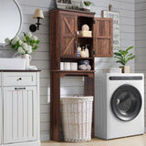 ACCOHOHO Over The Toilet Storage Cabinet, Farmhouse Bathroom Cabinet with Adjustable Shelf & Barn Door, 67" Tall Over The Toilet Shelf, Brown ACCOHOHO