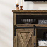 Walker Edison Clayton Farmhouse Sliding Double Barn Door TV Stand for TVs up to 58 Inches, 52 Inch, Rustic Oak Walker Edison