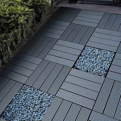 54 PCS Plastic Interlocking Deck Tiles, 12"x12" Waterproof Outdoor Flooring, Patio Floor Decking Tiles for Balcony, Backyard, Pool, Garden Balcony Decorations (54, C-Gray, 12'' x 12'')