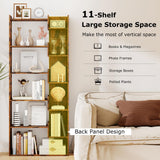 Tangkula 6-Tier Bookshelf, 64”H Tall Open Bookcase with Anti-Tip Kits, Home Office Free-Standing Wood Room Divider Display Shelf, Modern 11-Shelf Storage Rack for Study, Living Room (1, Rustic Brown) Tangkula
