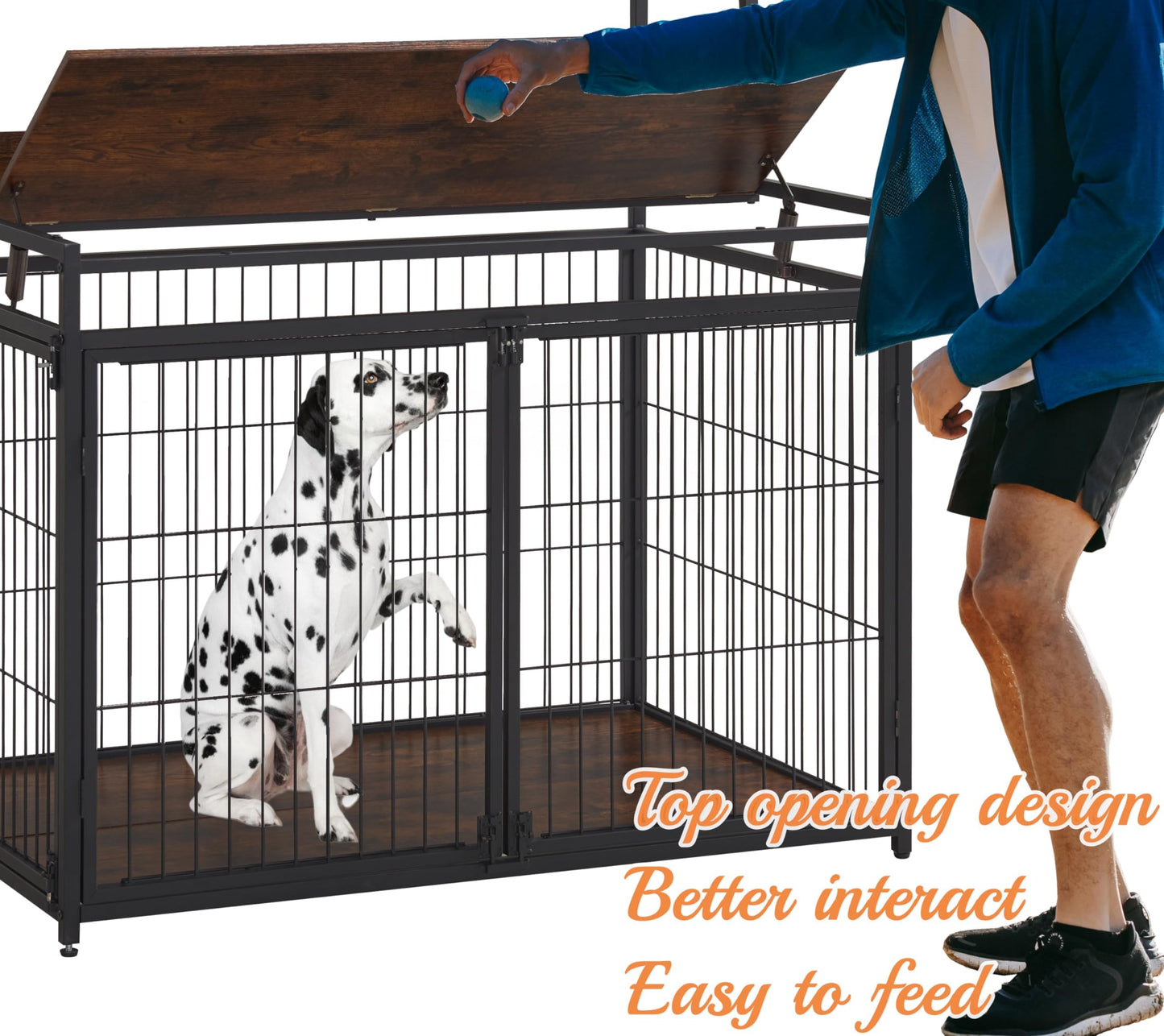 Sufulaa Furniture Style Dog Crate for Small/Medium/Large/X-Large Dog, Heavy Duty Anti-Chew Dog Kennel Furniture with 3 Doors, Wooden Decorative Indoor Basic Dog Cage with 3-Layer Storage Shel - WoodArtSupply