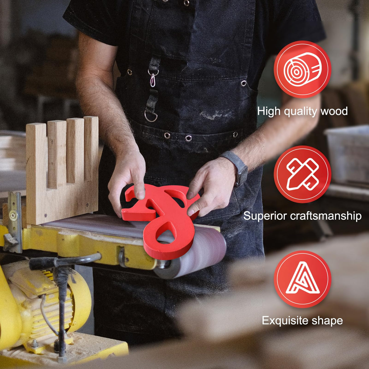 AOCEAN 6 Inch Red Wood Letters Unfinished Wood Letters for Wall Decor Decorative Standing Letters Slices Sign Board Decoration for Craft Home Party Projects (C) AOCEAN