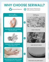 SERWALL HDPE Patio Loveseat Sofa, 2 Pieces Single Sofa, Weather-Resistant Outdoor Furniture Chair with Thick Removable Cushion, Balcony, Garden, Backyard, Poolside, Black Frame with Khaki Cushion SERWALL