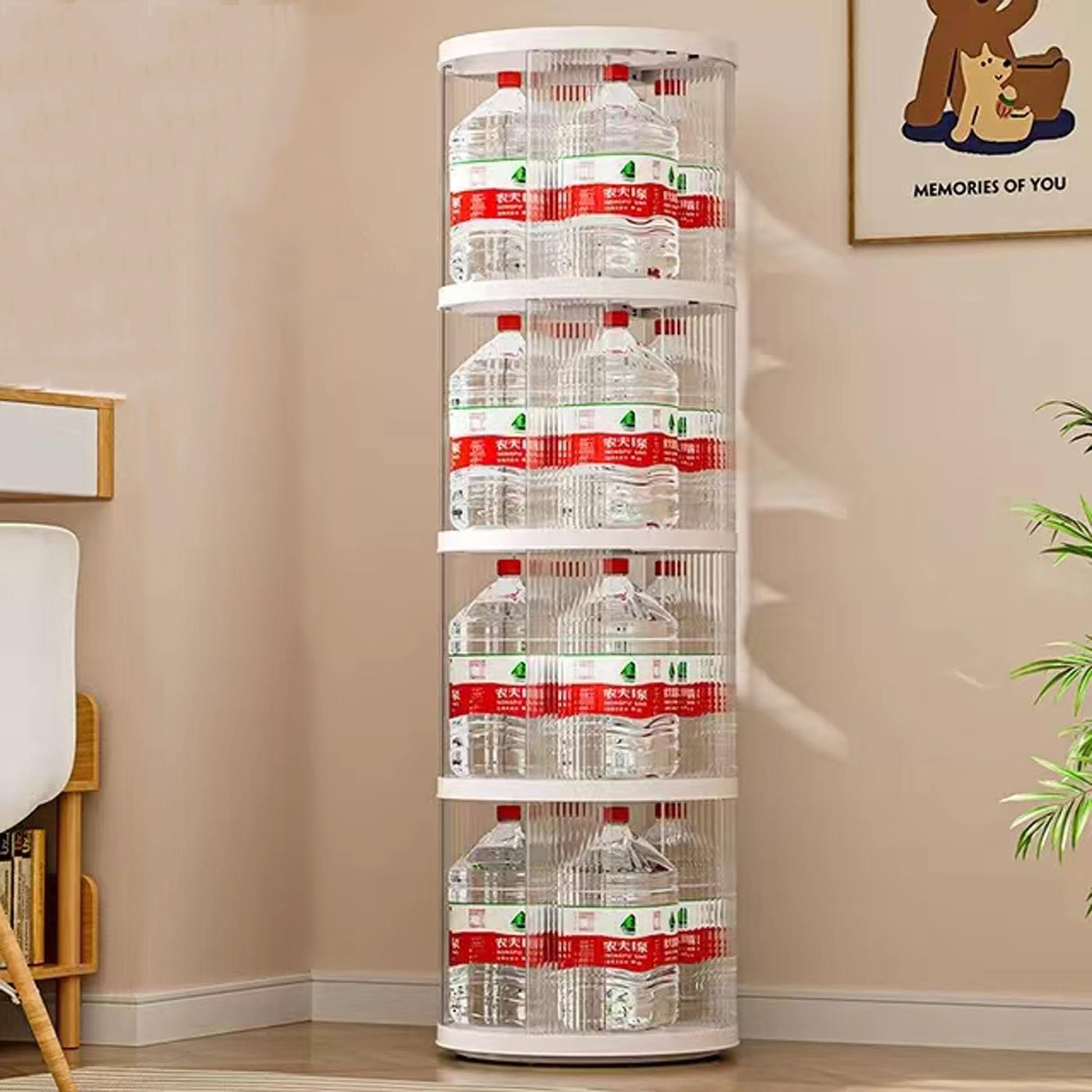 360° Rotating White Bookshelf Tower - 5-Tier Spinning Storage for Small Spaces - WoodArtSupply