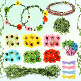 Zeyune 20 Sets Flower Crowns Making Kit, Make Your Own Flower Crown Wreath Garland Headbands Craft Kit Handmade DIY Fairy Floral Hair Accessories Gift for Girls/Teens/Women(Poppy) Zeyune