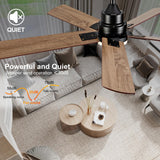 BOOMJOY Ceiling Fans with Lights,52 Inch Ceiling Fan with Remote,Modern Ceiling Fan for Bedroom Living Room, Black Ceiling Fan with Light for Outdoor Indoor and 5 Blades Quiet Reversible DC BOOMJOY