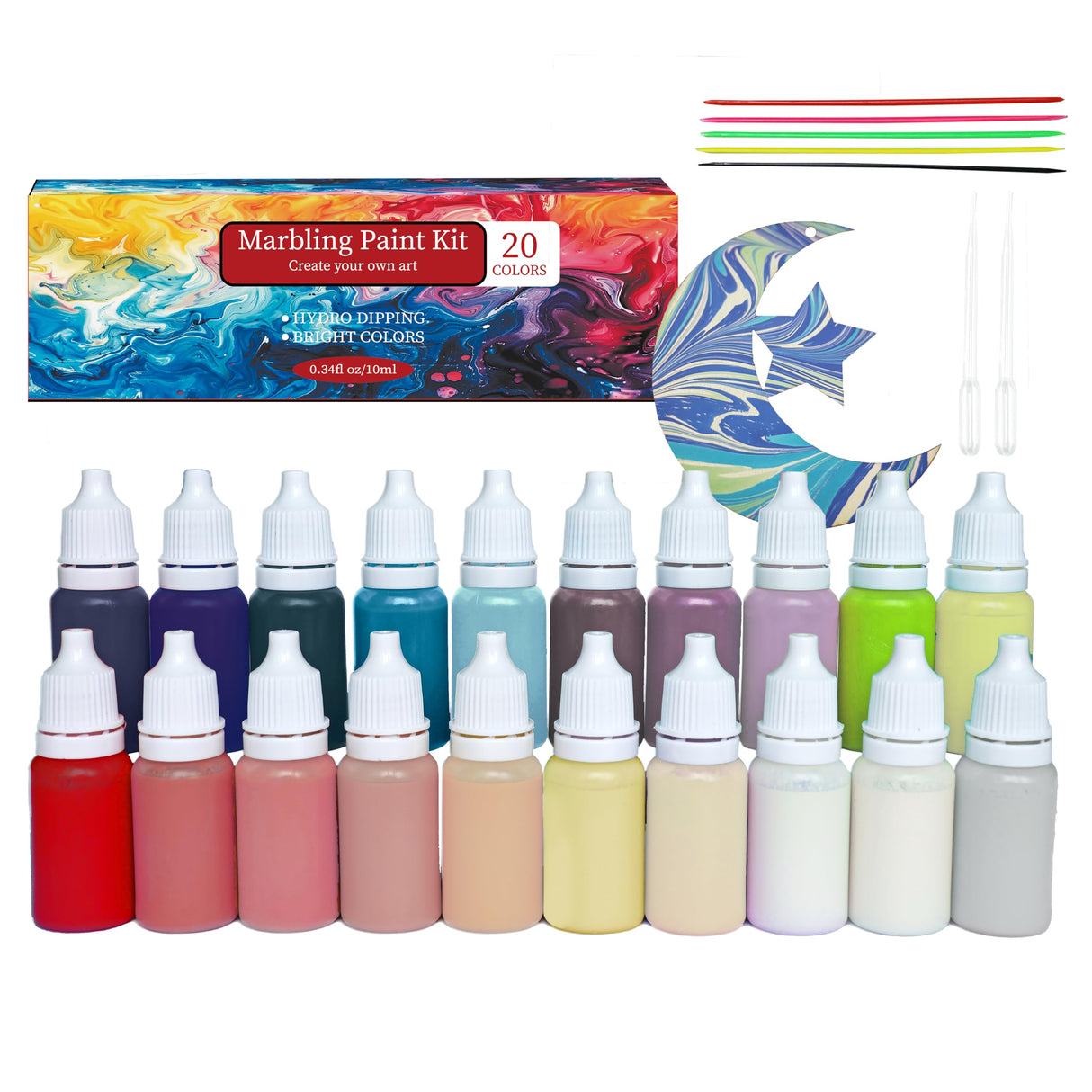 27PCS Water Marbling Painting Kit, Christmas Water Paint for Craft, Turkish Marble Pattern Craft Set,Cream Watercolor Art Kit, Perfect for Christmas, Halloween, Thanksgiving & New Year Gifts DGAGA