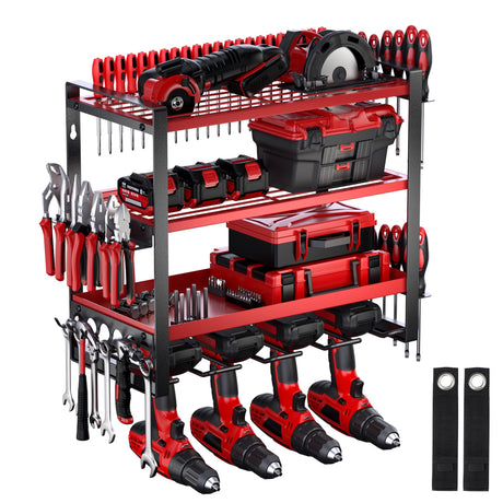Power Tool Organizer Wall Mount, 4 Layer Drill Holder Wall Mount, Heavy Duty Tool Rack, Garage Tool Organizers and Utility Storage Rack for Drill Holder Charging Station, Perfect for Father's Day Gift Nacial