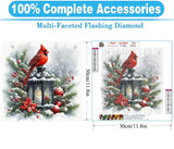 MOMDEDP Christmas Cardinal Diamond Painting Kits for Adults, 5D Light Diamond Art Painting by Numbers Kits, DIY Winter Diamond Dots Art Kits Full Round Drill Bird Diamond Paintings for Decor12x12 in MOMDEDP