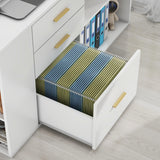 L Shaped Desk with 5 Drawers Modern Executive Desk Wood Home Office Desk with Adjustable Shelves, 55 Inch Large Computer Desk Writing Table with File Storage Cabinet for Home Office Halitaa