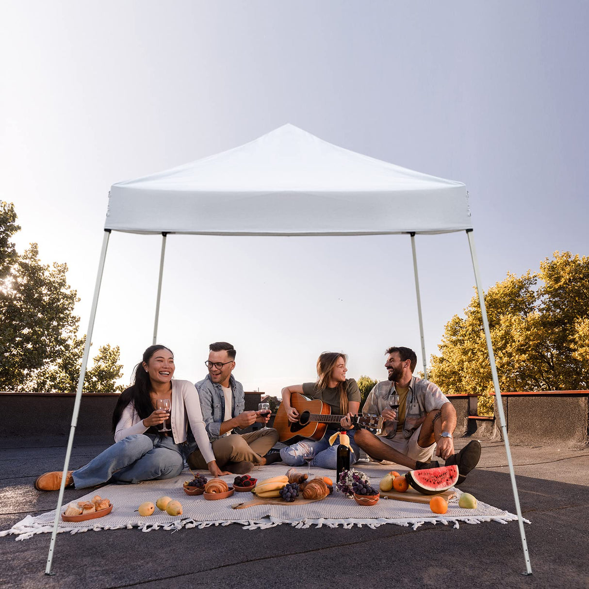 Outvita Canopy 7.8x7.8' Pop Up Commercial Instant Gazebo Tent, Waterproof & UV Protection Canopy Tent with Slant Legs for Party Wedding Birthday BBQ Events Outvita