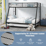 KOMFOTT Twin Over Full Bunk Bed with Trundle, Heavy-Duty Metal Bunk Bed Frame with Guardrail & 2 Ladders, Space-Saving Bunk Bed for Kids/Teens/Adults, No Box Spring Needed KOMFOTT