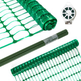 Safety Fence Plastic Mesh Fencing Roll,1 Roll with 25 Steel Stakes, Temporary Reusable Netting for Pool Fence, Garden, Construction ACTREY