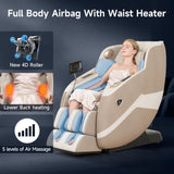 Real Relax 4D Massage Chair Full Body, Zero Gravity Recliner with 16 Auto Modes, Thai Stretch, Body Scan, Bluetooth Speaker, Heating, Foot Massage and Shortcut Button, PS5100 Khaki Real Relax