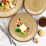 175Pcs Wood Grain Party Supplies Rustic Wood Slice Party Set 9"& 7"Wood Plates Napkins Cup Knives Forks Spoons for Camp Fire Camping Woodland Animal Lumberjack Baby Shower Birthday Party Decor Serve25 HSPAIDYP