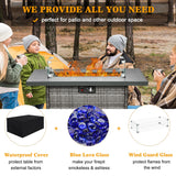 LayinSun 44" Propane Gas Fire Pit Table, 55000 BTU Rectangular Fire Pit with Glass Wind Guard for Outside Patio Deck Garden Backyard Gray-Aluminum Top LayinSun