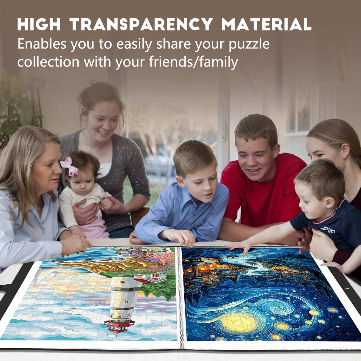 KOSTBAR Puzzle Storage Folder for 1000-Pieces with 24 Puzzle Saver Sheets, Puzzle Frame Accessories for Puzzle Organizers and Storage, Dustproof Puzzle Keeper, Gift for Puzzle Lovers KOSTBAR