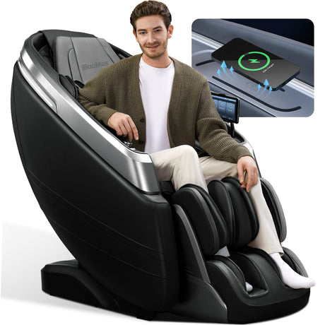 iBooMas 4D Massage Chair, Zero Gravity Massage Chair Full Body with 24 Modes,Automatic Footrest Extension,Sleep Mode,Shoulder Waist and Instep Heat,APP Control,Foot Roller,IBM-P03(Black) iBooMas