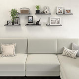 DOLLFIO Floating Shelves Set of 6, Grey Wall Shelves with Lip, Display Shelves for Wall Decor, Modern Picture Ledge for Living Room, Bedroom, Nursery, Bathroom, Pictures, Books, Plants- Grey DOLLFIO